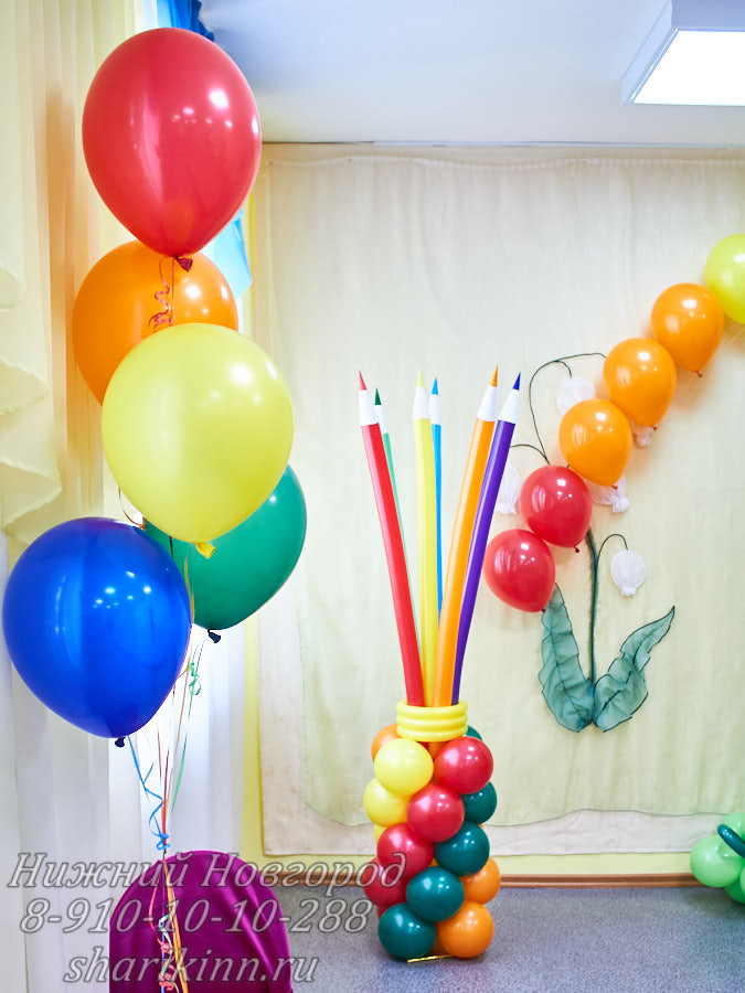 Фонтан и карандаши из воздушных шаров оформление выпускного в садике заказать недорого ШарикиНН